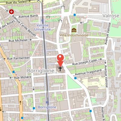 Map showing the location of Sainte Jeanne d'Arc Church in Nice