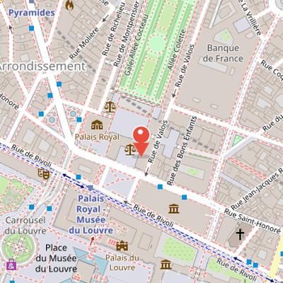 Map showing the location of Théâtre du Palais-Royal in Paris