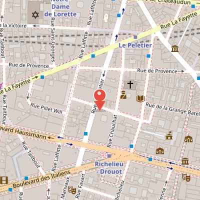 Map showing the location of Salle Le Peletier in Paris