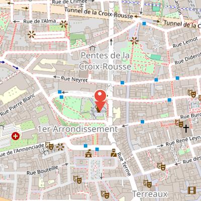 Map showing the location of Sanctuary of the Three Gauls in Lyon