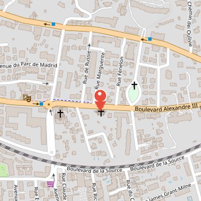 Map showing the location of St. Michael the Archangel Church in Cannes