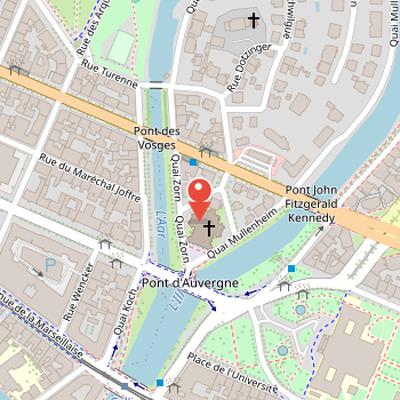 Map showing the location of St. Paul's Church in Strasbourg