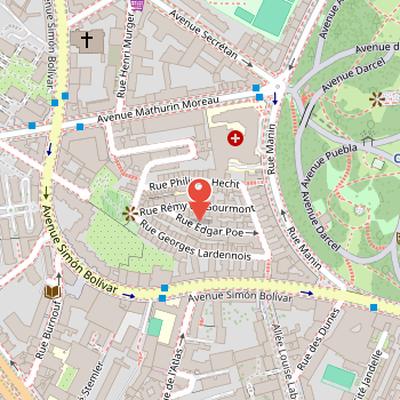 Map showing the location of Stade Bergeyre in Paris