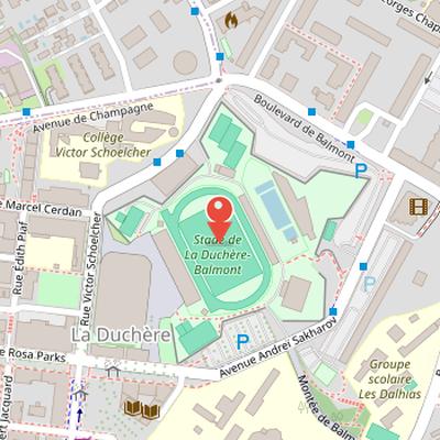 Map showing the location of Stadium of La Duchère in Lyon