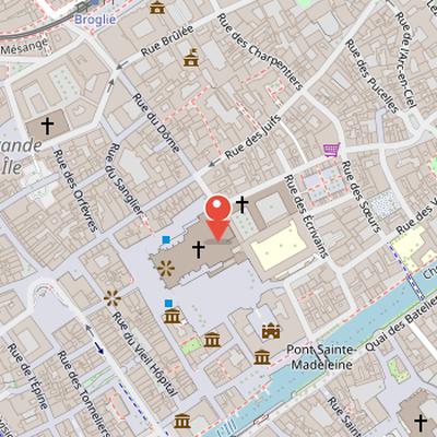 Map showing the location of Strasbourg astronomical clock in Strasbourg