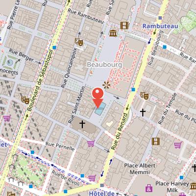 Map showing the location of Stravinsky Fountain in Paris