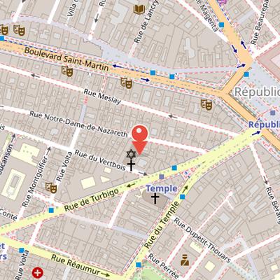Map showing the location of Synagogue de Nazareth in Paris