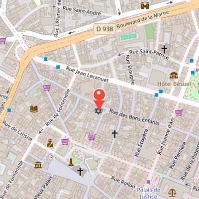 Map showing the location of Synagogue de Rouen in Rouen