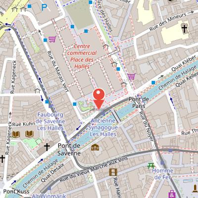 Map showing the location of Synagogue du Quai Kléber in Strasbourg