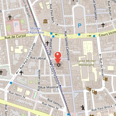 Map showing the location of Synagogue in Bordeaux