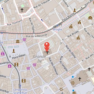 Map showing the location of Temple Neuf in Strasbourg