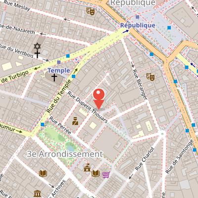 Map showing the location of Temple in Paris