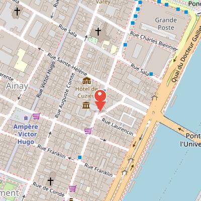 Map showing the location of Textile Arts Museum in Lyon