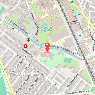 Map showing the location of The Alyscamps in Arles