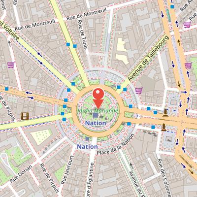 Map showing the location of The Triumph of the Republic in Paris
