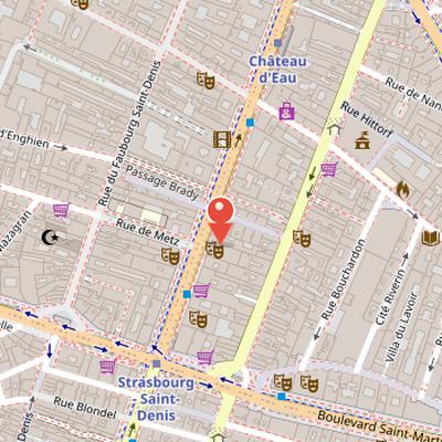 Map showing the location of Théâtre Antoine in Paris
