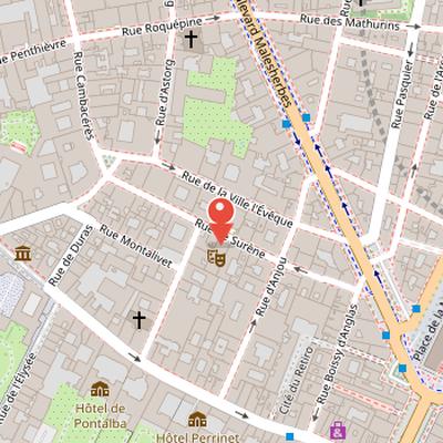 Map showing the location of Théâtre de la Madeleine in Paris