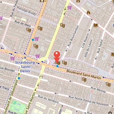 Map showing the location of Théâtre de la Renaissance in Paris