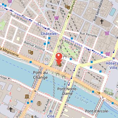 Map showing the location of Théâtre de la Ville in Paris