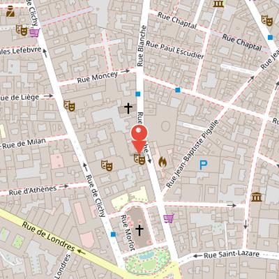 Map showing the location of Théâtre de Paris in Paris