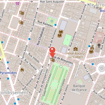 Map showing the location of Théâtre du Palais-Royal in Paris
