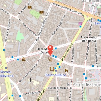 Map showing the location of Théâtre du Vieux-Colombier in Paris