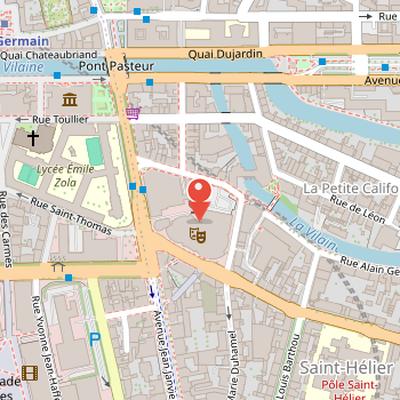 Map showing the location of Théâtre National de Bretagne in Rennes