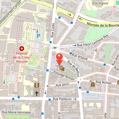 Map showing the location of Théâtre de la Croix-Rousse in Lyon