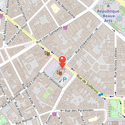 Map showing the location of Théâtre Sébastopol in Lille