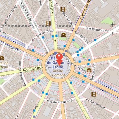 Map showing the location of Tomb of the Unknown Soldier in Paris