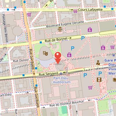 Map showing the location of Tour Part-Dieu in Lyon