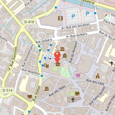 Map showing the location of Unterlinden Museum in Colmar