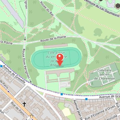 Map showing the location of Vélodrome Jacques-Anquetil in Paris