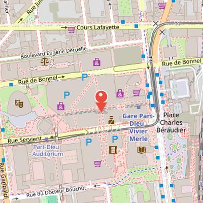 Map showing the location of Westfield La Part-Dieu in Lyon
