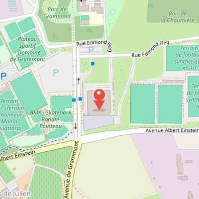 Map showing the location of Zénith Sud in Montpellier